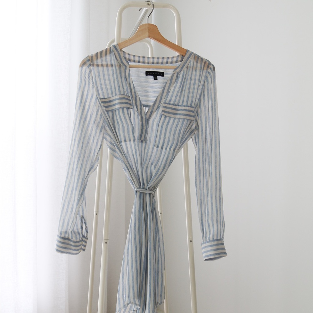 Revolve Sanctuary Blue and White Striped Blouse size XS